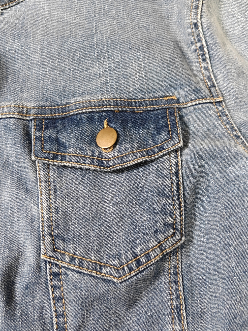 attention Light Blue Denim Jacket with Contrast Stitching - Picture 2 of 7